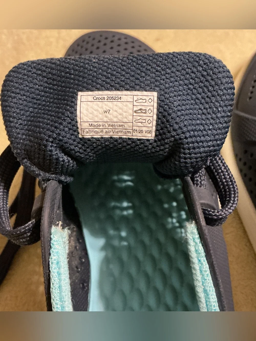 CROCS Navy Sneakers with Light Blue Lining